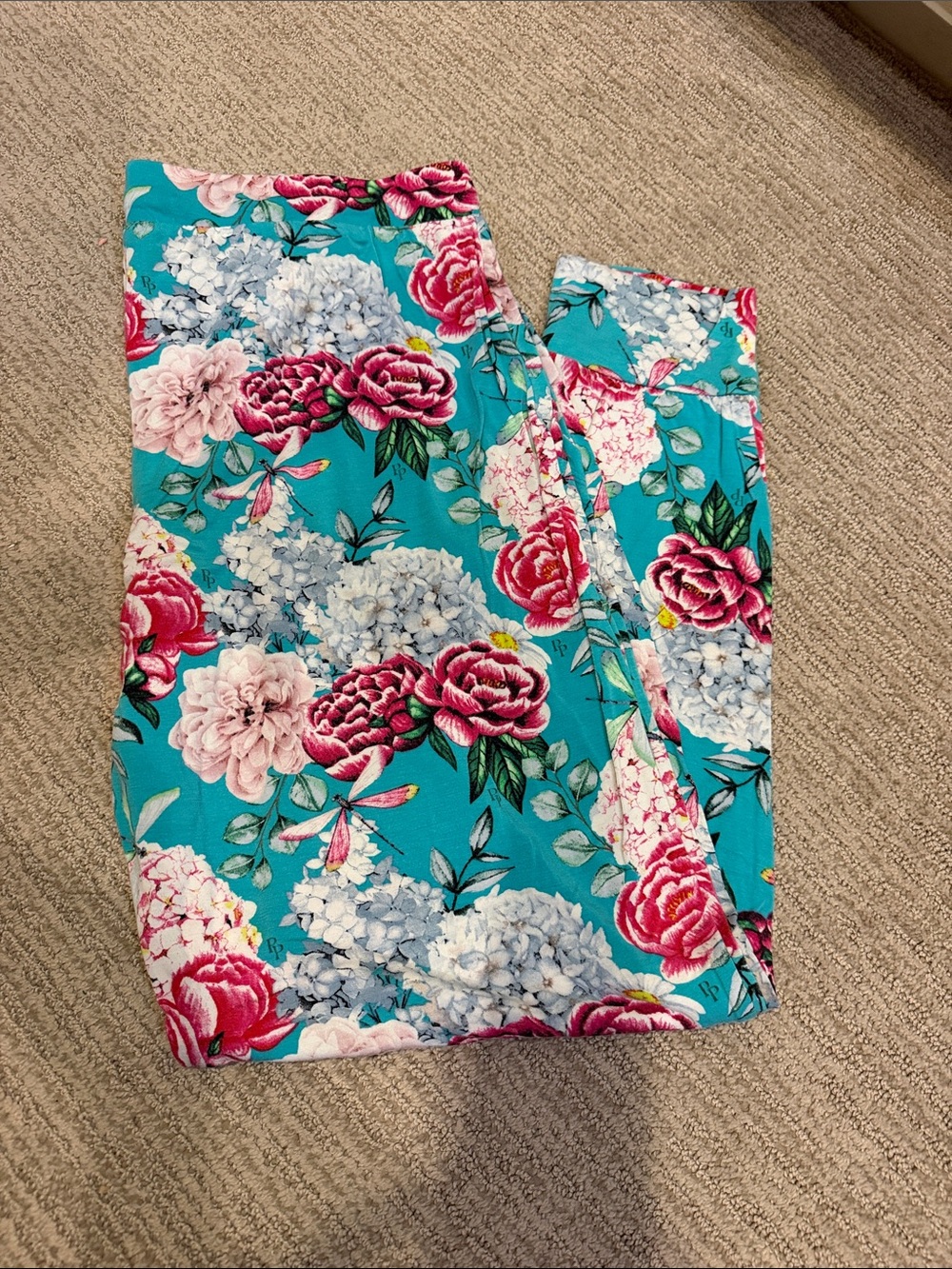 Posh Peanut Turquoise Floral Pajama Leggings